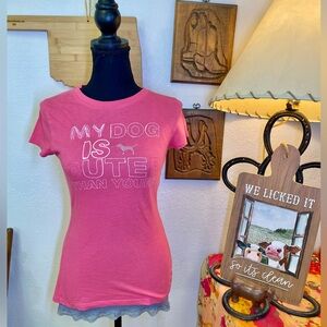 Vintage Y2K Victoria’s Secret PINK 2006 My Dog Is Cuter Than Yours T-Shirt SMALL